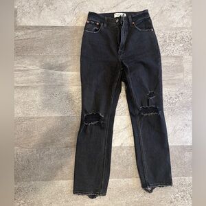 Abercrombie & Fitch Black Distressed 90s Straight Leg Jeans